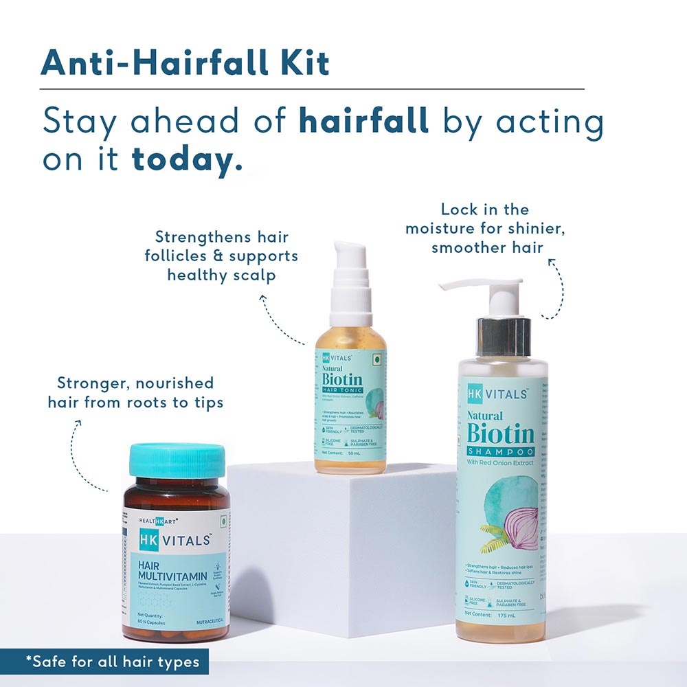 3 - HealthKart HK Vitals Anti-Hairfall Kit (for Men), 3 Piece(s)/Pack Combo