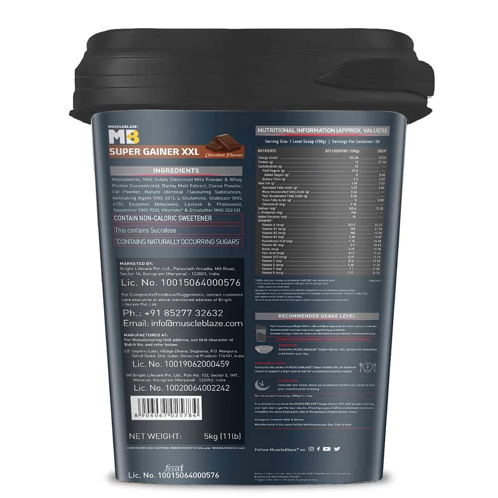 MuscleBlaze Carb Blend 6.6 lb Unflavoured & Super Gainer XXL Combo