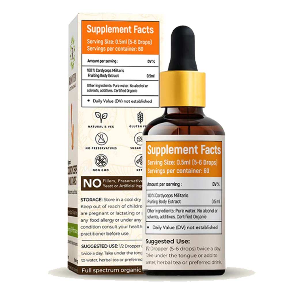 1 - Rooted Active Naturals Cordyceps Militaris Mushroom Liquid Extract,  30 ml 