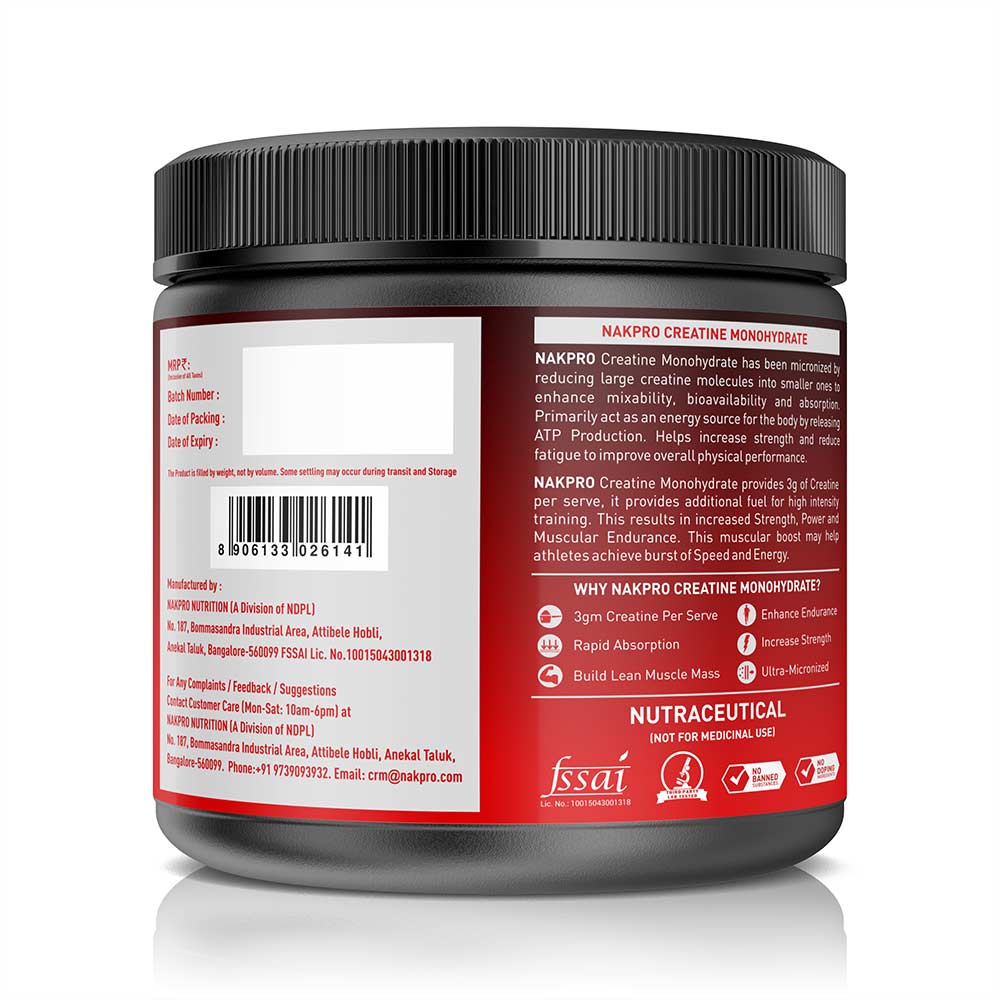 8 - Nakpro Creatine Monohydrate,  Unflavoured (Jar)  0.55 lb 