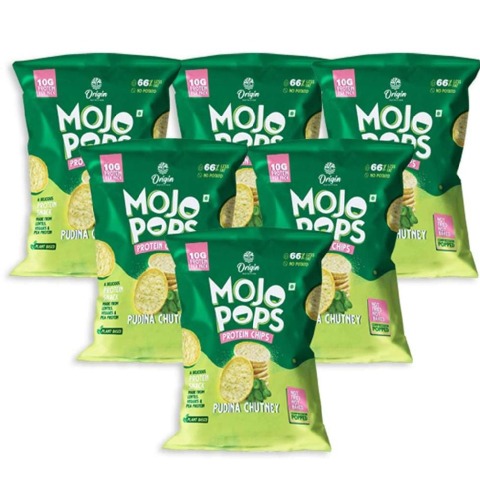 1 - Origin Nutrition Mojo Pops Protein Chips,  30 g  Pudina Chutney (Pack of 6) 