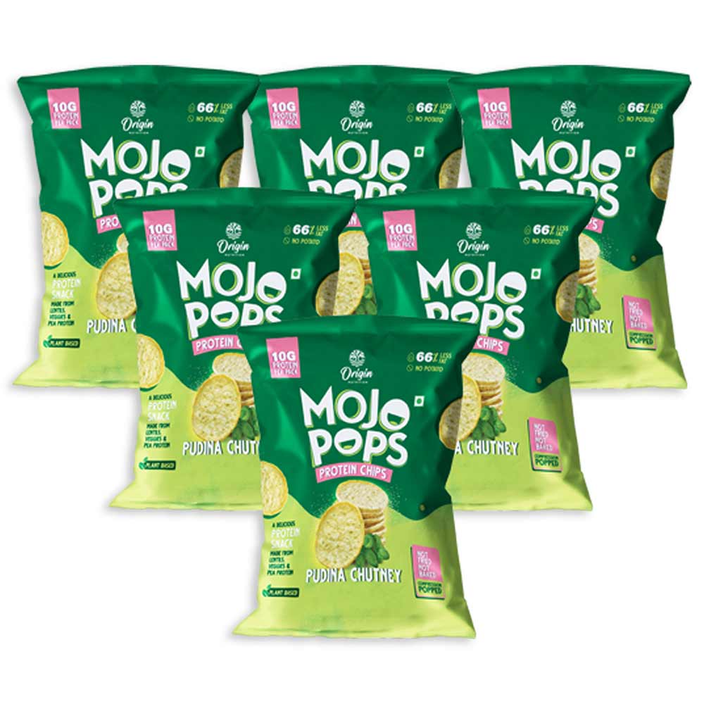 1 - Origin Nutrition Mojo Pops Protein Chips,  30 g  Pudina Chutney (Pack of 6) 