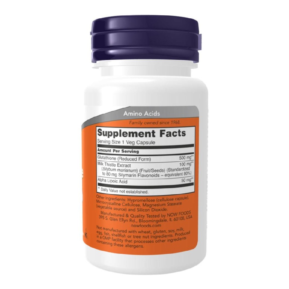 Now Glutathione (500mg), Unflavoured 60 veggie capsule(s)