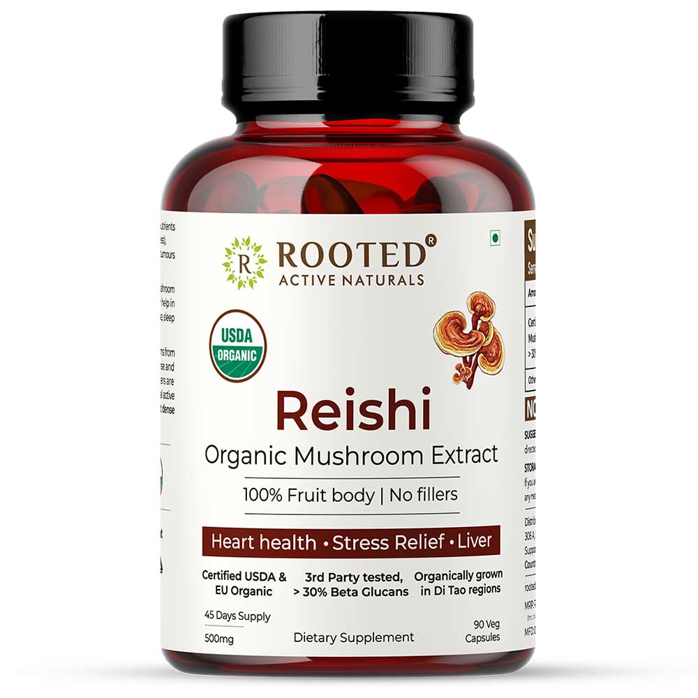 1 - Rooted Active Naturals Reishi Organic Mushroom Extract,  90 veggie capsule(s) 