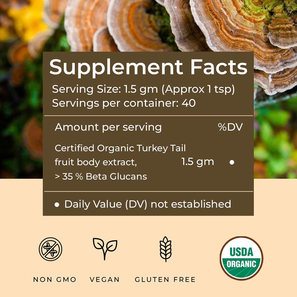 5 - Rooted Active Naturals Turkey Tail Organic Mushroom Extract,  60 g 