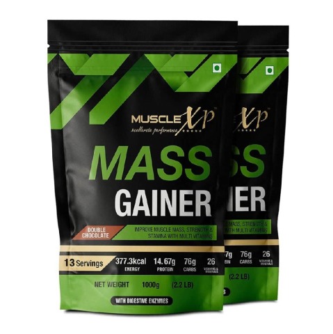 1 - MuscleXP Mass Gainer, 2.2 lb Double Chocolate Pack of 2