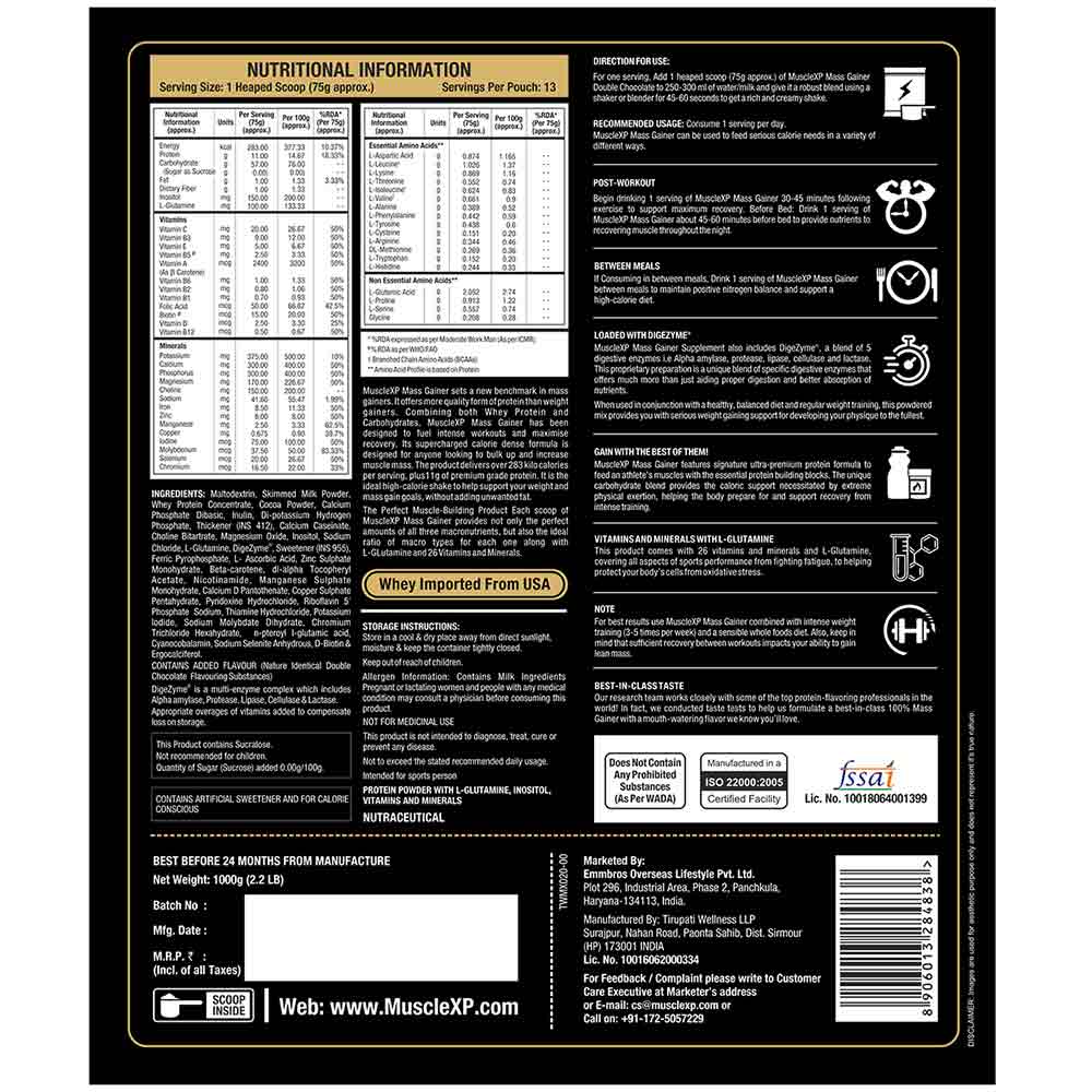 3 - MuscleXP Mass Gainer,  2.2 lb  Double Chocolate 