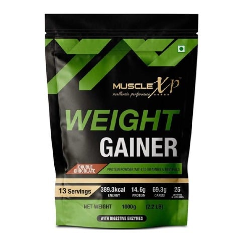 1 - MuscleXP Weight Gainer with Digestive Enzymes, 2.2 lb Double Chocolate