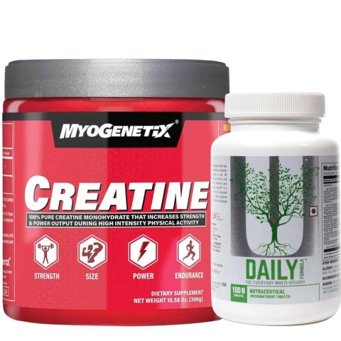 1 - MYOGENETIX Creatine & Universal Nutrition Daily Formula 100 tablets Combo,  Unflavoured  0.66 lb 