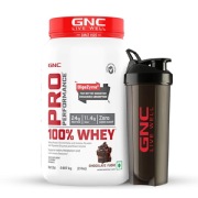 GNC Pro Performance 100% Whey Protein & Black Shaker 700 ml Combo- 2 lb Chocolate Fudge