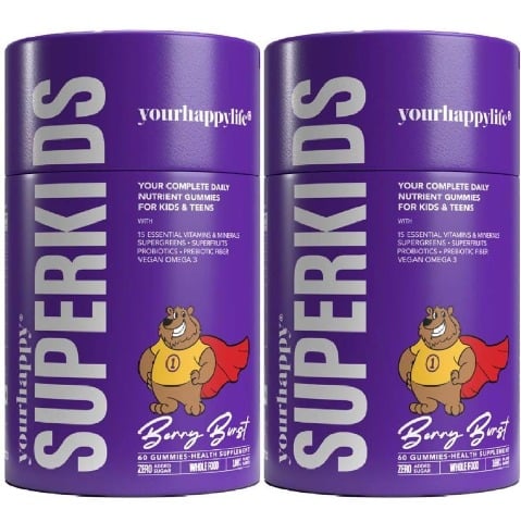 1 - YourHappyLife SuperKids Multivitamin,  60 gummies  Berry Burst (Pack of 2) 