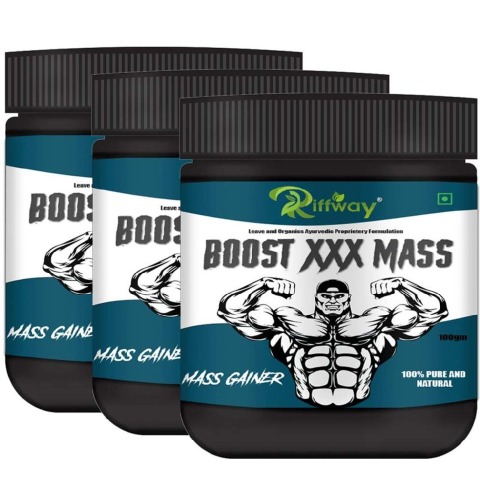 1 - Riffway Boost XXX Mass Weight Gainer,  0.22 lb  Unflavoured (Pack of 3) 