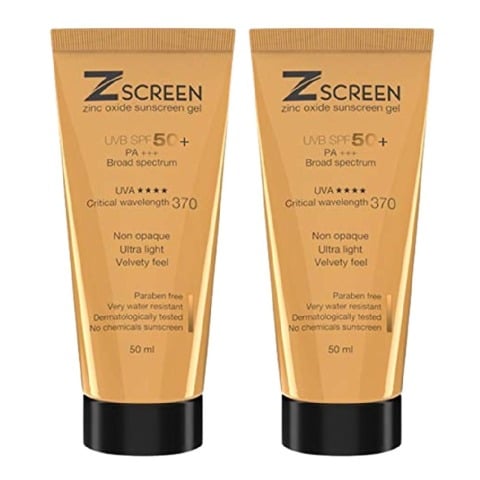 1 - Zscreen Zinc Oxide Sunscreen Gel,  50 ml  SPF 50 UVA/UVB PA+++ (Pack of 2) 