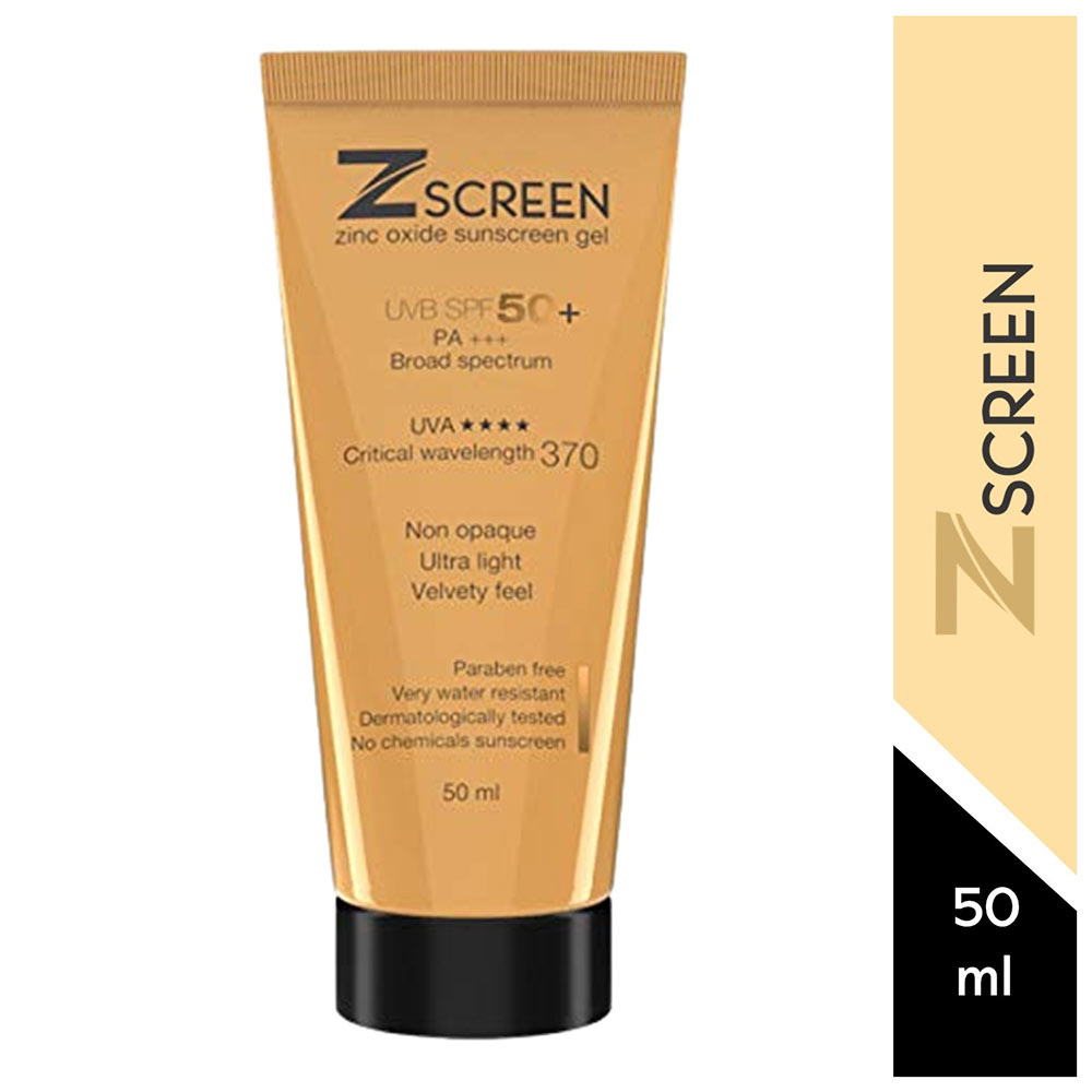 2 - Zscreen Zinc Oxide Sunscreen Gel,  50 ml  SPF 50 UVA/UVB PA+++ (Pack of 6) 