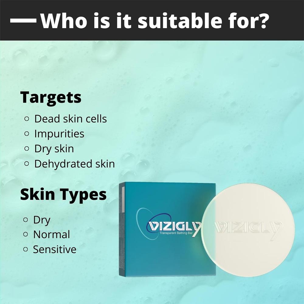 3 - Vizigly Transparent Bathing Bar,  75 g  For Sensitive and Normal Skin (Pack of 3) 