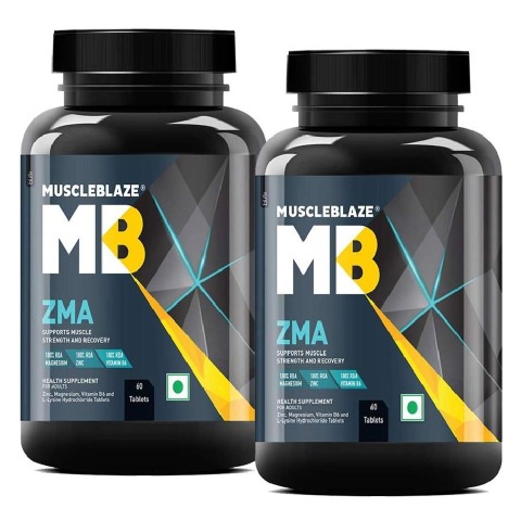 MuscleBlaze ZMA with 100% RDA of Zinc Magnesium & Vitamin B6, 60 tablet(s) Unflavoured - Pack Of 2