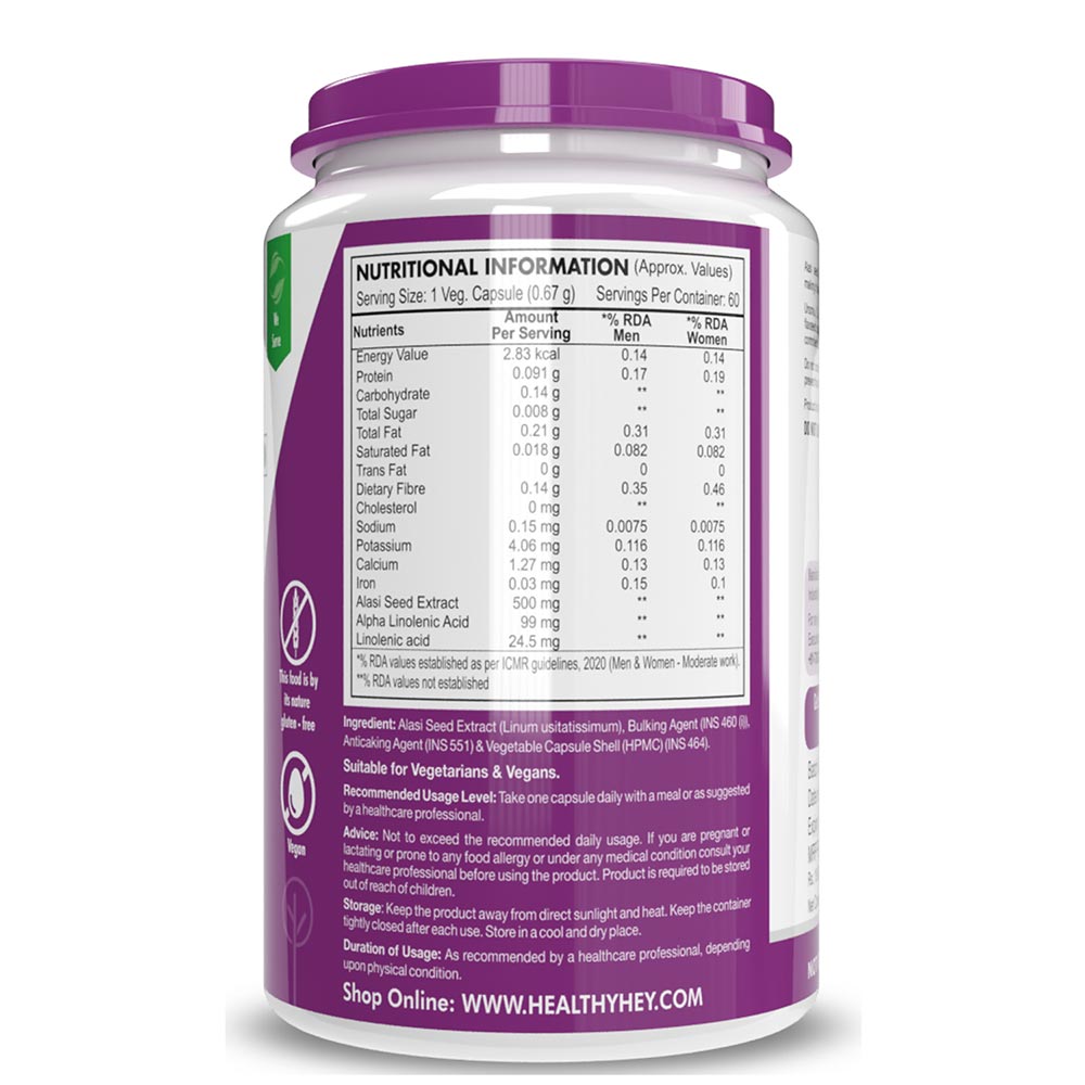2 - HealthyHey Nutrition Alasi Seed Extract,  60 veggie capsule(s) 