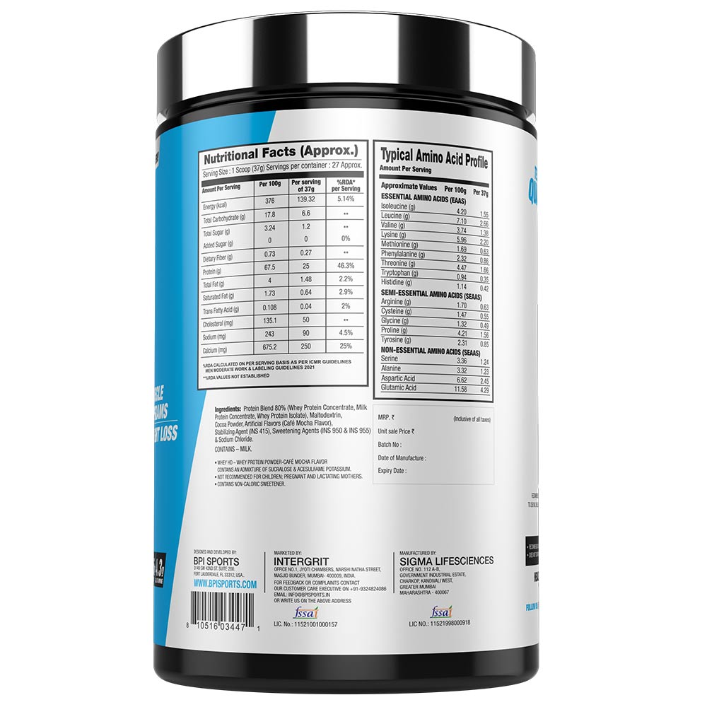 3 - BPI Sports Whey-HD Ultra Premium,  2.2 lb  Cafe Mocha 