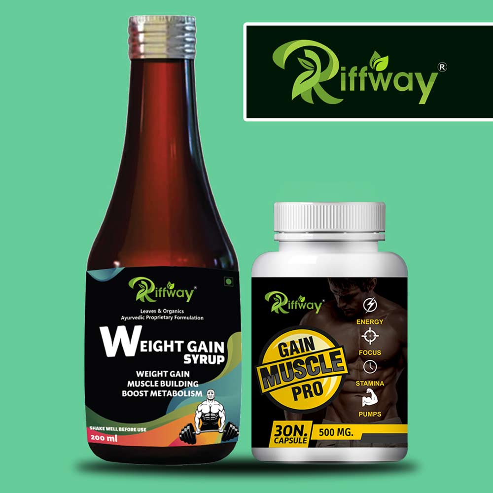 4 - Riffway Weight Gain Syrup 200 ml & Gain Muscles Pro 30 Capsules Combo,  2 Piece(s)/Pack  Unflavoured 