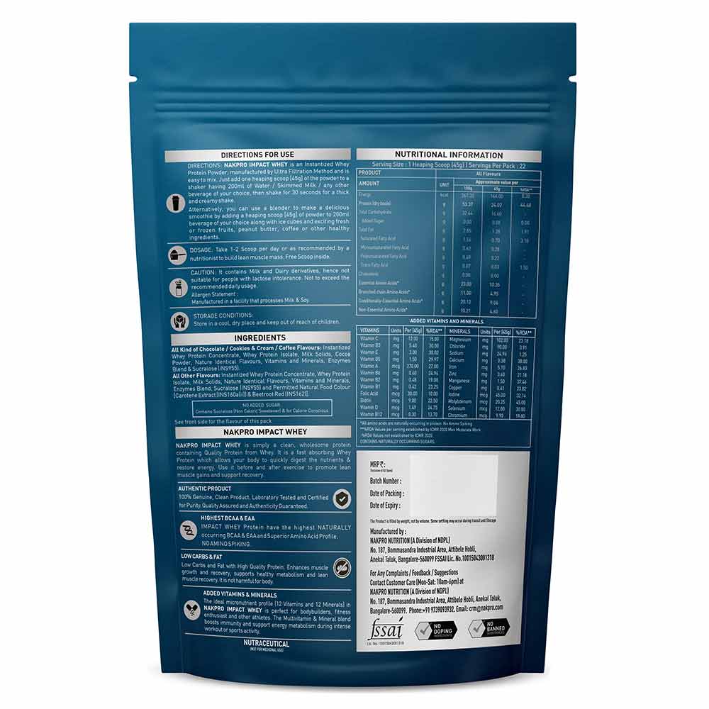 3 - Nakpro Impact Whey Protein,  2.2 lb  Chocolate Cream (Pack of 2) 