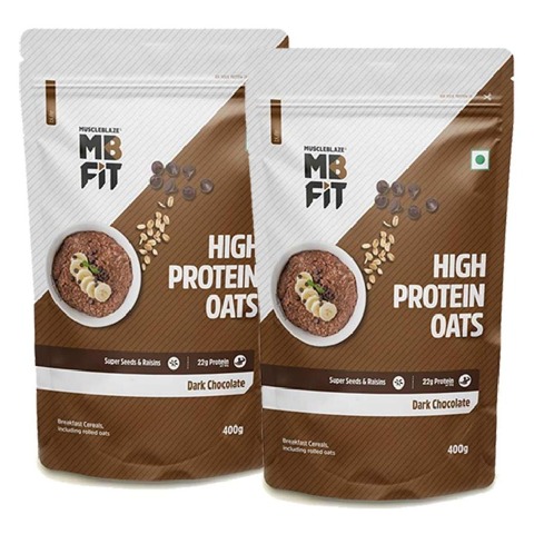 MuscleBlaze High Protein Oats 400g Dark Chocolate - Pack of 2