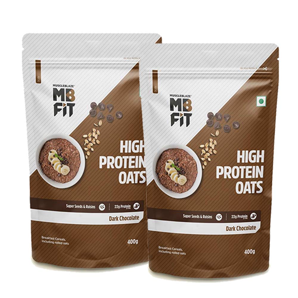 MuscleBlaze High Protein Oats 400g Dark Chocolate - Pack of 2