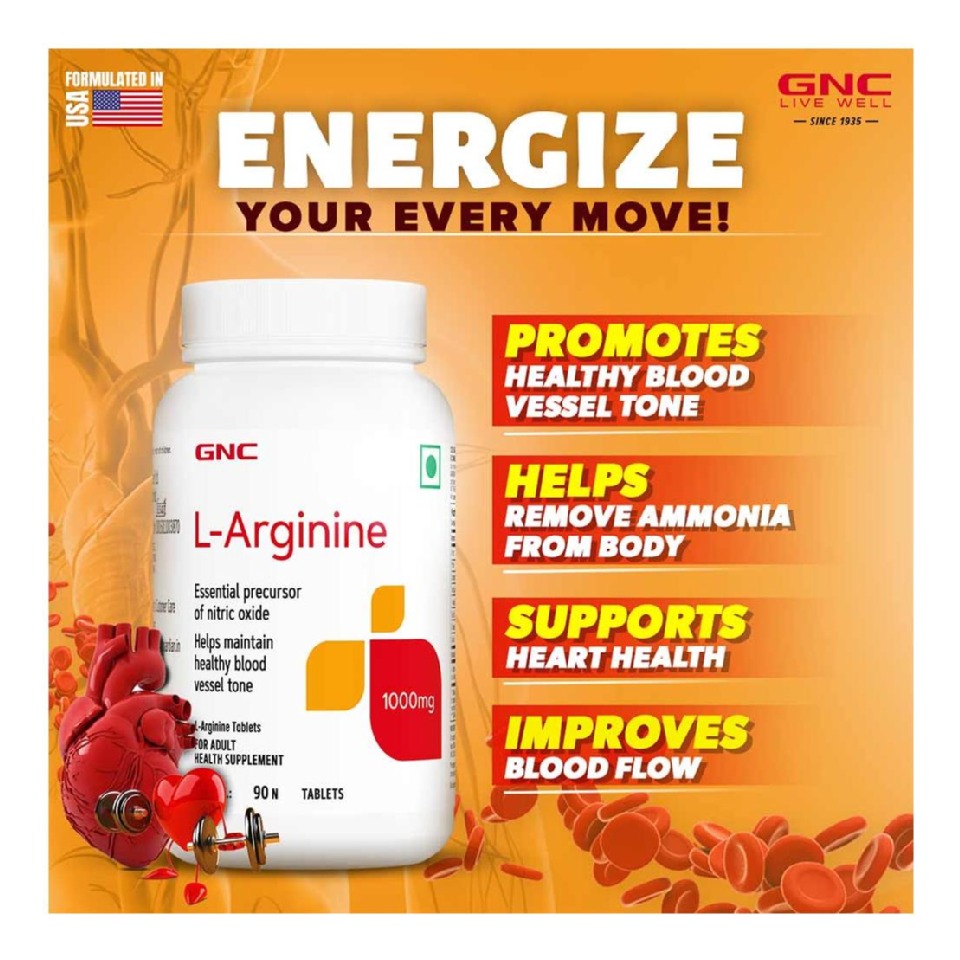 L-Arginine (1000 mg) at Best Price in India | https://www.healthkart.com/