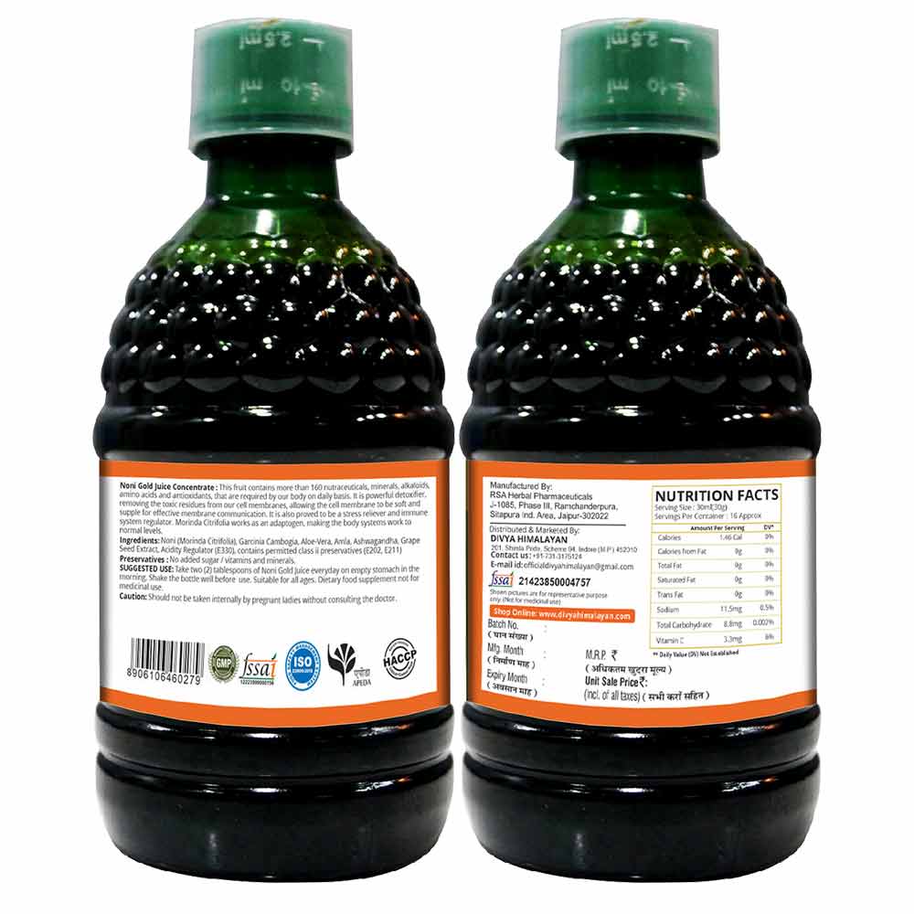 6 - Divya Himalayan Noni Gold Juice,  Natural (Pack of 2)  400 ml 