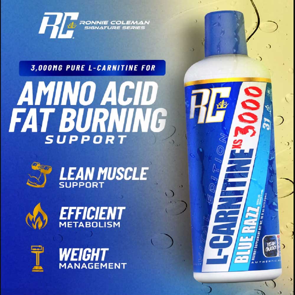 3 - RONNIE COLEMAN L-Carnitine XS 1500,  473.28 ml  Blue Razz 