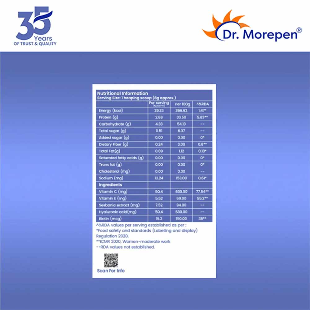 1 - Dr. Morepen Marine Skin Collagen,  250 g  Pineapple (Pack of 2) 