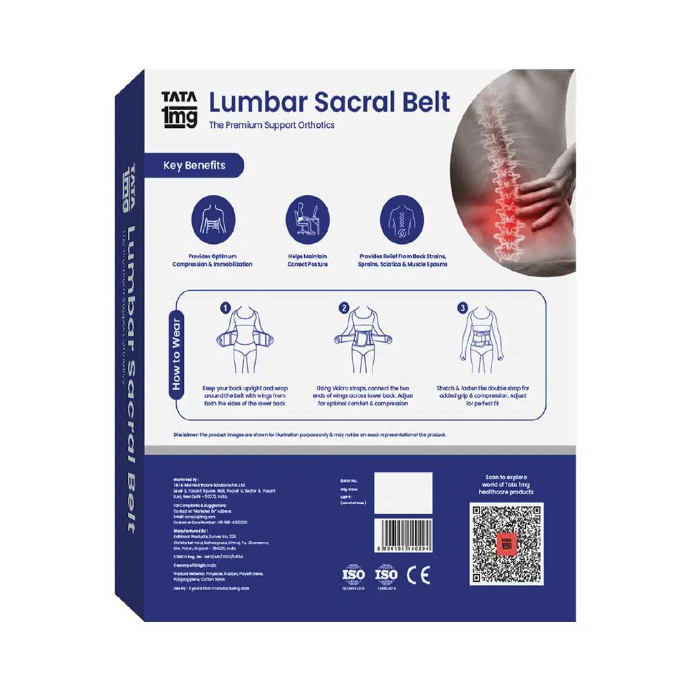 2 - Tata 1mg Lumbar Sacral Belt,  Grey  Universal 