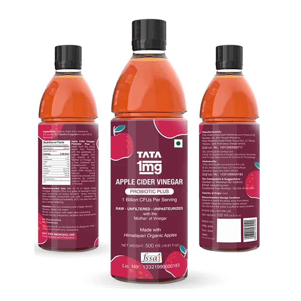 6 - Tata 1mg Apple Cider Vinegar Probiotic Plus,  500 ml  Unflavoured 
