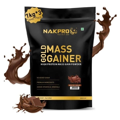 1 - Nakpro Gold Mass Gainer,  2.2 lb  Double Rich Chocolate (Pack of 3) 