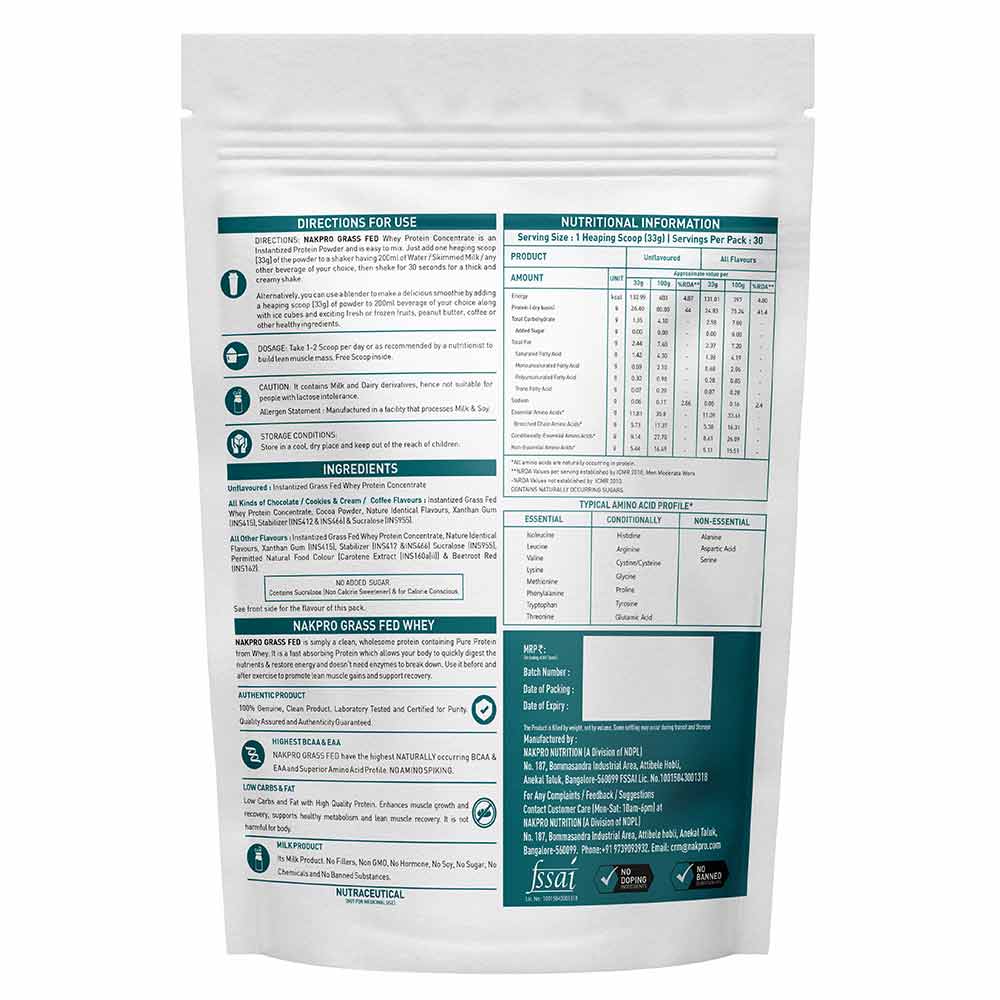 2 - Nakpro Grass Fed Whey Protein Concentrate,  2.2 lb  Banana (Pack of 2) 