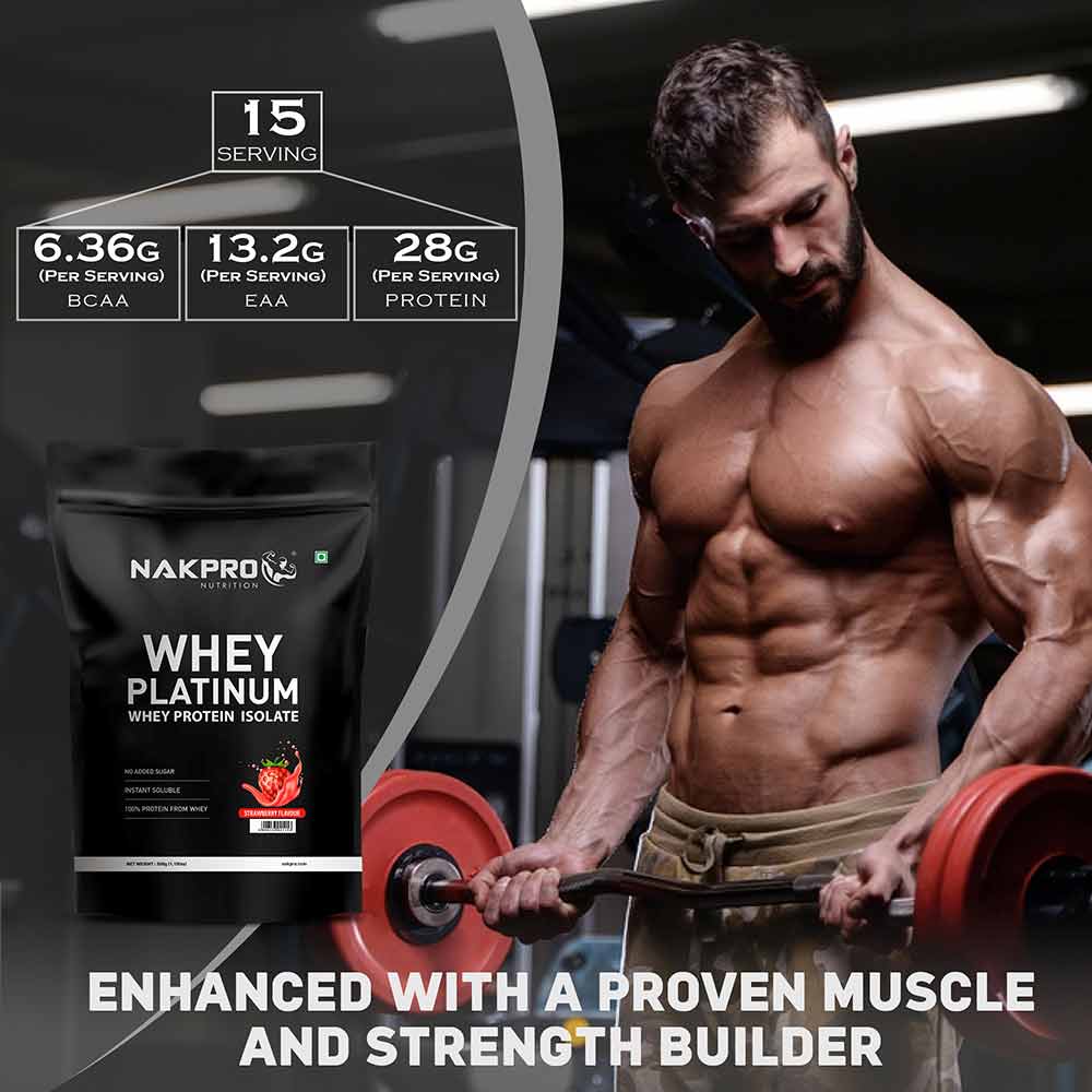 3 - Nakpro Whey Platinum Whey Protein Isolate,  1.1 lb  Strawberry 