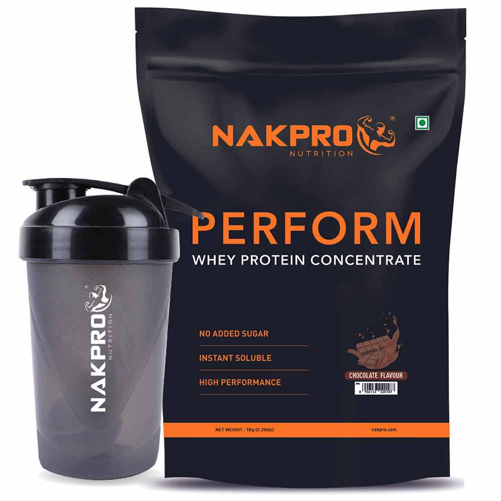 1 - Nakpro Perform Whey Protein Concentrate 2.2 lb & Shaker Bottle 500ml Combo,  2 Piece(s)/Pack  Chocolate 