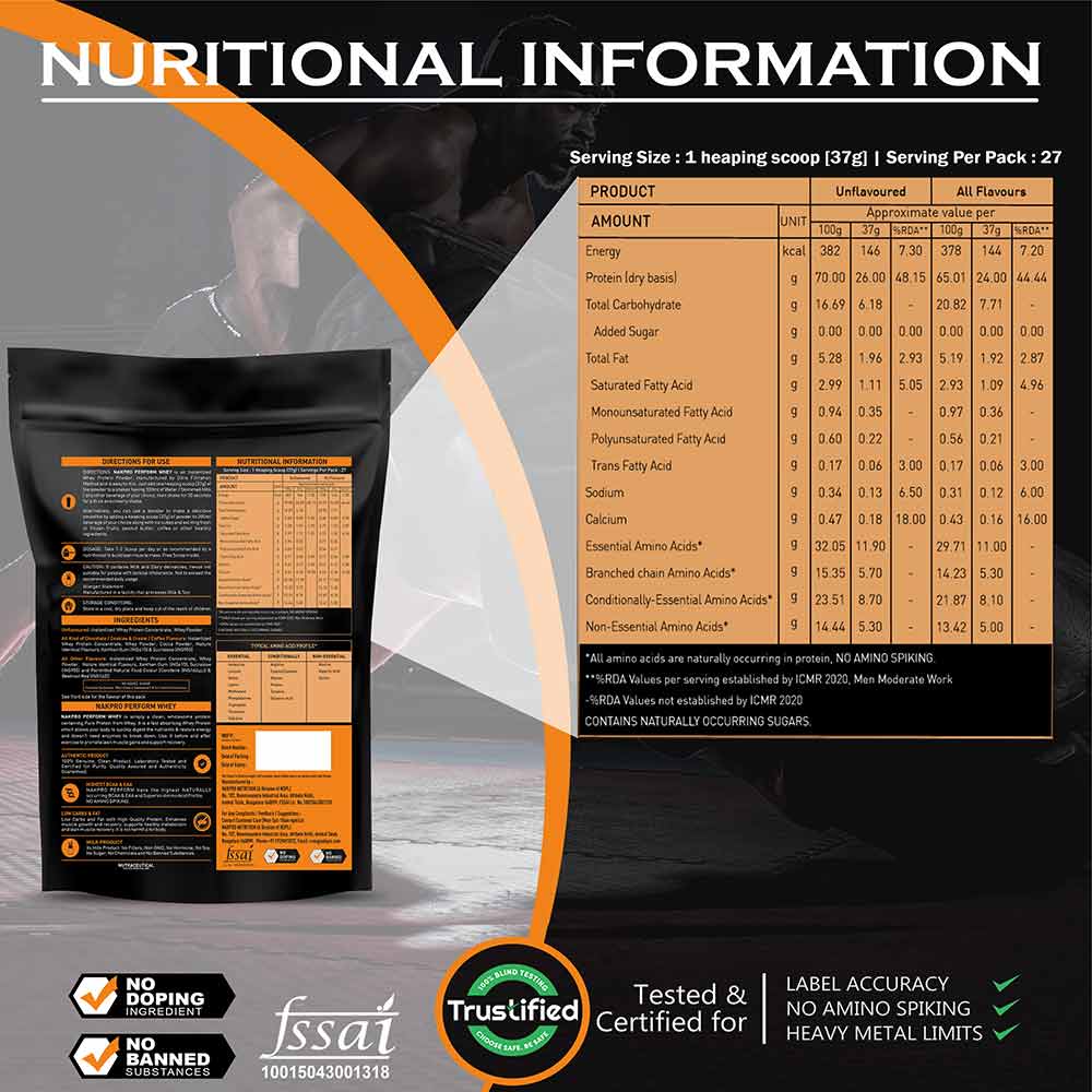 2 - Nakpro Perform Whey Protein Concentrate 2.2 lb & Creatine Monohydrate 0.22 lb Combo,  2 Piece(s)/Pack  Unflavoured & Tangy Orange 