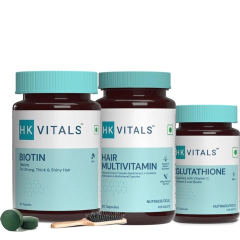 HealthKart HK Vitals Hair Multivitamin & Biotin 60 Tabs & Glutathione 30 Caps Combo