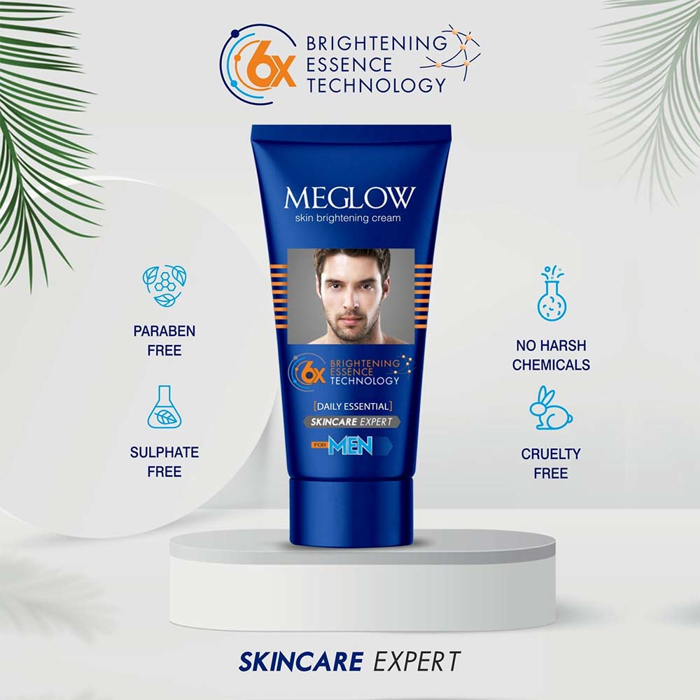 2 - Meglow Skin Brightening Face Cream for Men,  50 g  for All Skin Types (Pack of 2) 
