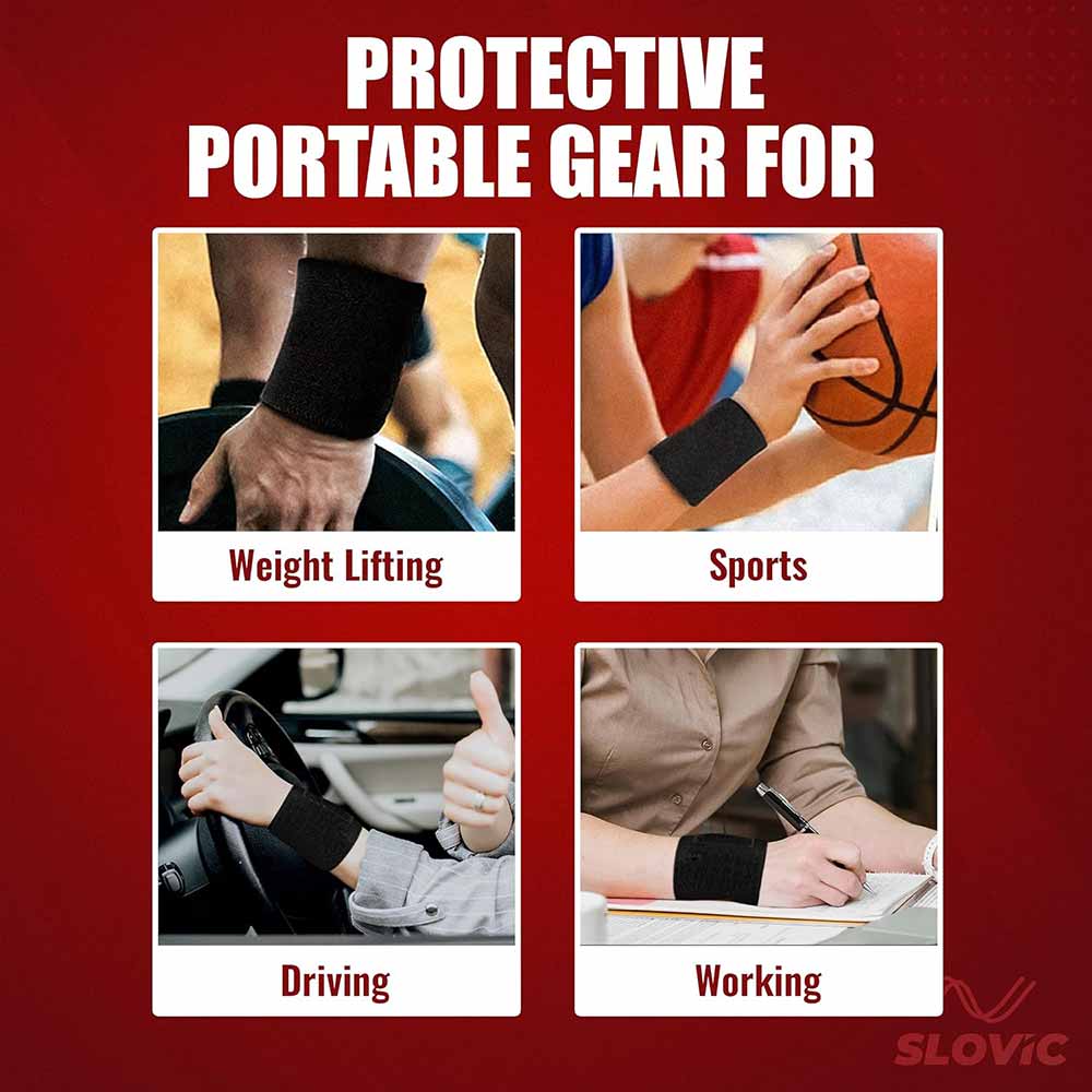 6 - SLOVIC Premium Wrist Band,  Black  Free Size 