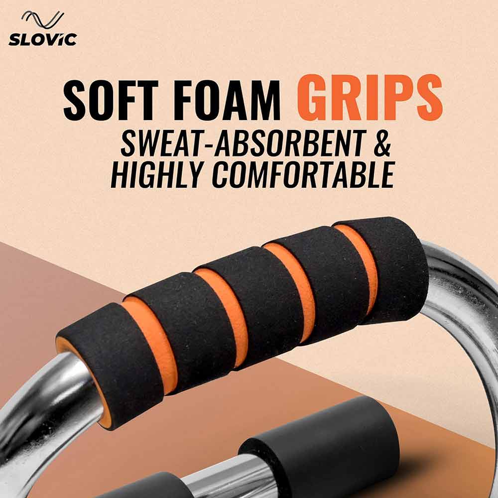 4 - SLOVIC Push up Bar - Twisted,  Black Orange  Free Size 