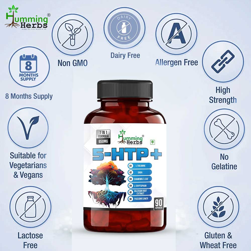 4 - Humming Herbs 5-HTP+ (Hydroxytryptophan),  90 capsules 