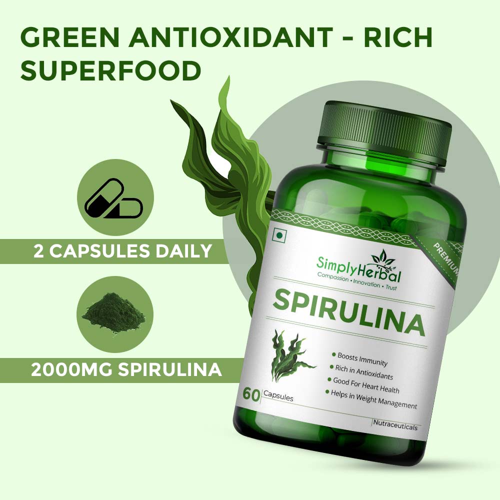 6 - Simply Herbal Spirulina (Pack of 4),  60 capsules 