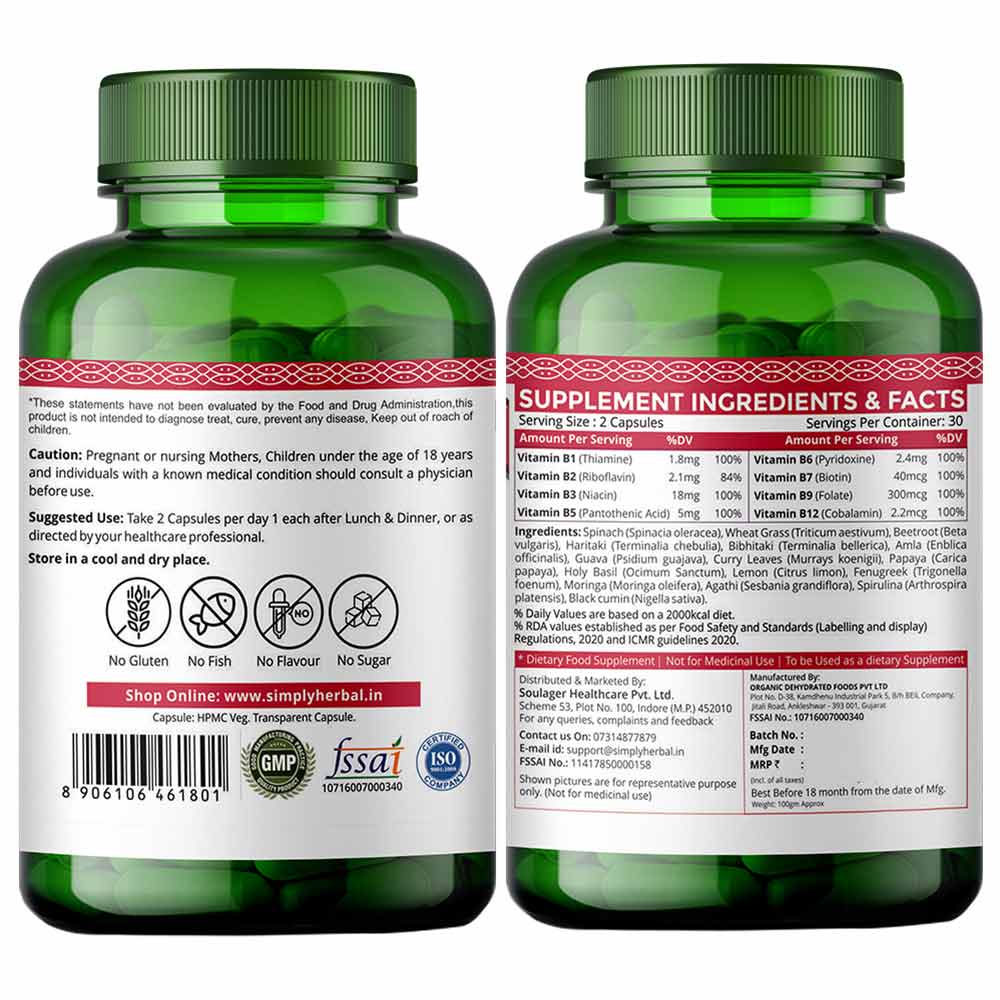 2 - Simply Herbal Plant Based B-Complex,  60 capsules  Unflavoured (Pack of 4) 