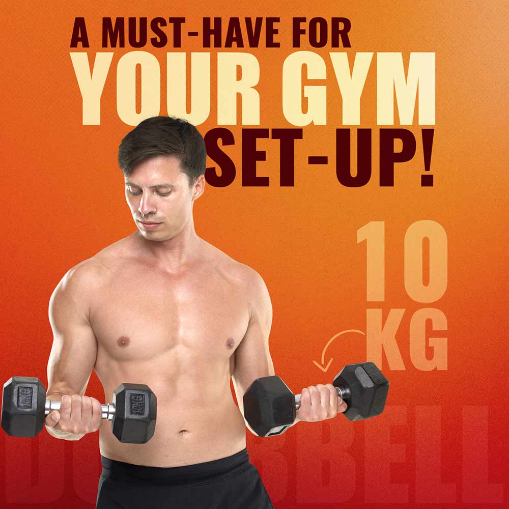 2 - SLOVIC Rubber Dumbbell Set,  Black (Set of 1)  10 kg 