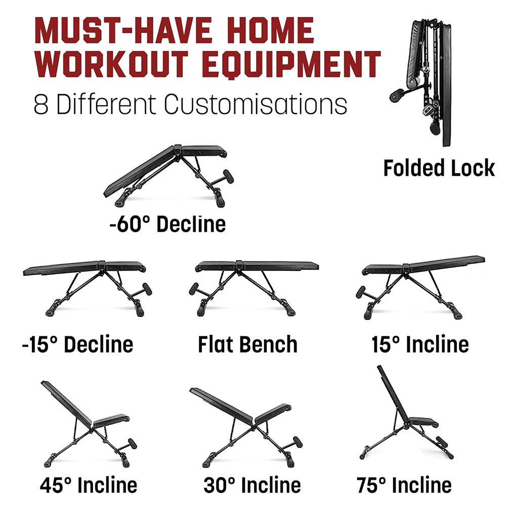 2 - SLOVIC Adjustable Gym Bench for Home Workout Incline Decline Bench with 7 Positions - Black