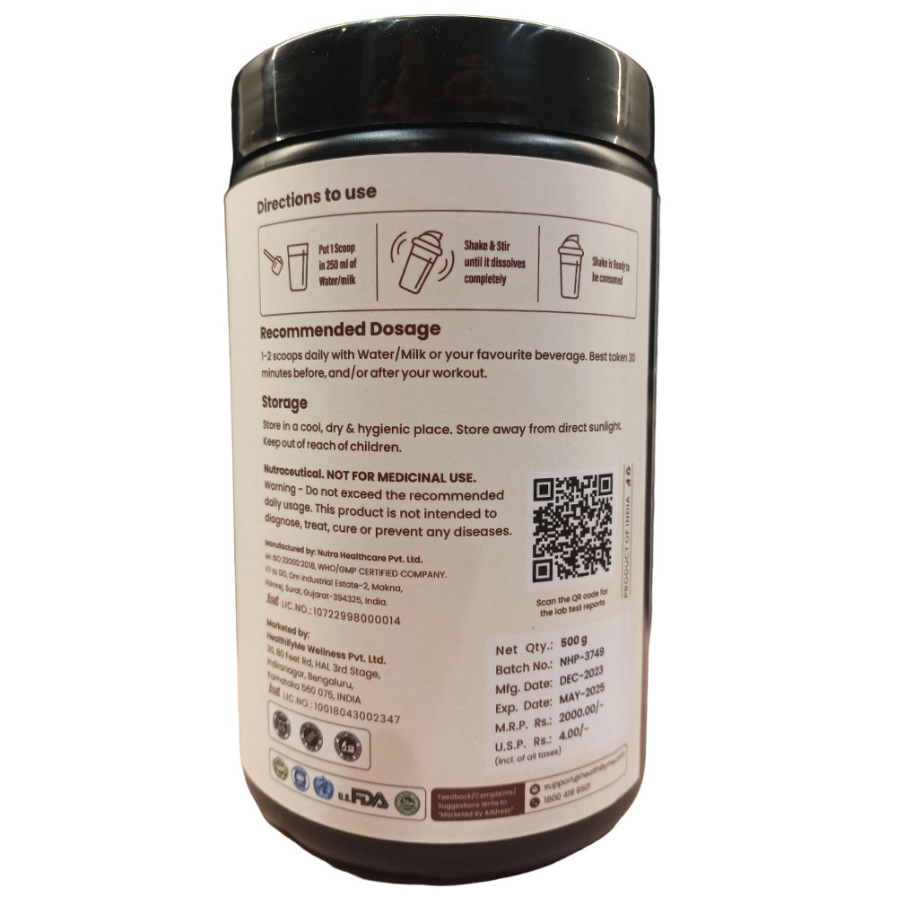 2 - HealthifyMe 100% Whey Protein,  1.1 lb  Classic Vanilla 