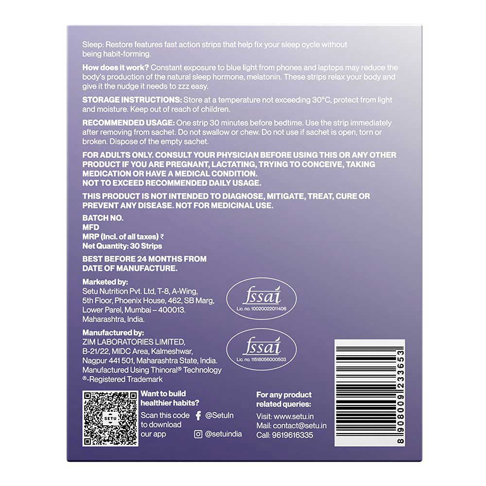 5 - Setu Sleep: Restore & Eye-Sicle Combo,  30 Strip(s)  Mint (Pack of 2) 