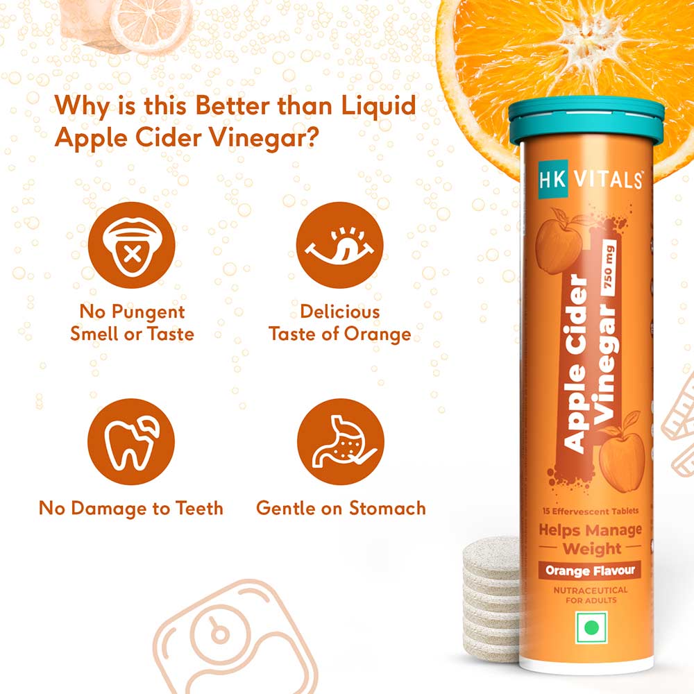 1 - HK Vitals ACV 750 mg Effervescent by HealthKart,  60 tablet(s)  Orange 
