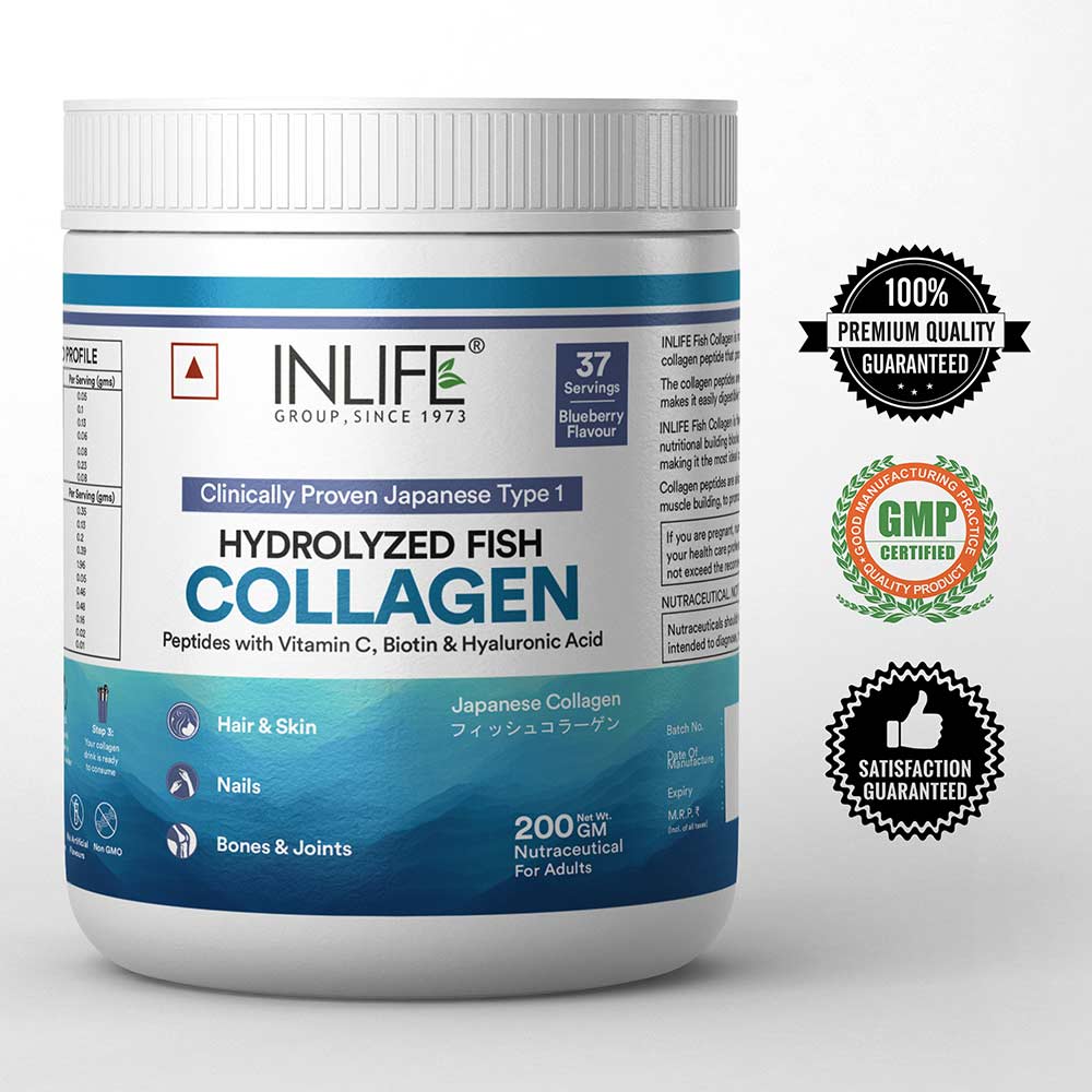 7 - INLIFE Hydrolyzed Fish Collagen Peptides,  200 g  Blueberry 